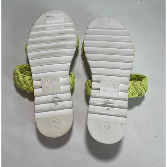 Marc Fisher Sandals Jaimee Citrus Green Leather Sz 7.5 NEW NWOB N22 - Picture 4 of 4